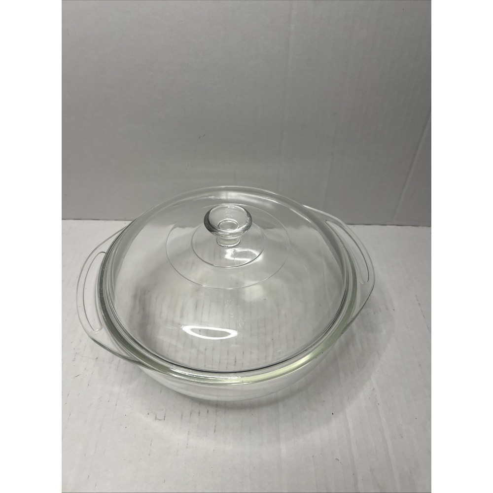 Vintage PYREX #023 Clear Glass 1.5L Round Casserole Baking Dish w/ Lid